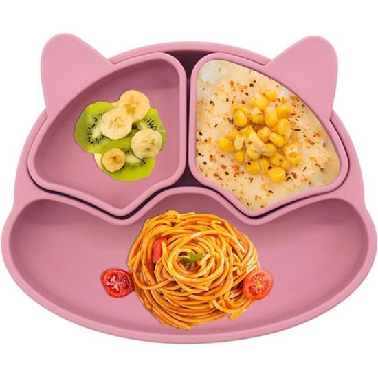 Lot De 2 Assiettes Bébé En Inox 304 Avec Ventouses - 3 Compartiments, Antidérapantes - Avec 4 Couverts (cuillère/fourchette) - Sans BPA, Lavable Au Lave-vaisselle