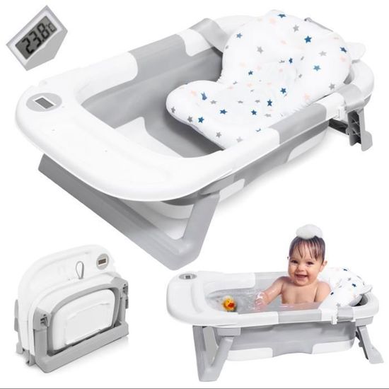 Baignoire Pliable Bébé Avec Thermometre Digital Et Coussin De Bain