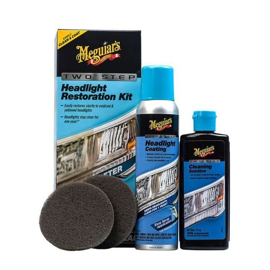 Kit Rénovation Phares Meguiar's - 2 Étapes - Restaure Clarté & Protection 1 An - Sans Perceuse