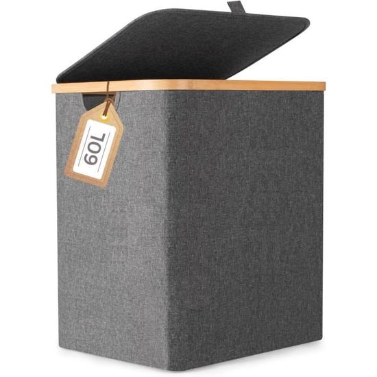Lycce Panier à Linge Avec Couvercle 60 L – Osier Naturel Étroit, Idéal Petit Espace – Rangement Élégant Et Écologique
