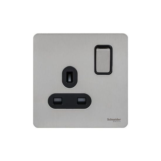 Interrupteur 2 Voies Sans Vis BG Electrical - Finition Acier Brossé Nickelé - Design Plat Et élégant Pour Maison