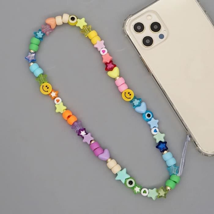Pour téléphone portable KALUO Chaîne de téléphone avec perles et perles synthétiques Style bohème
