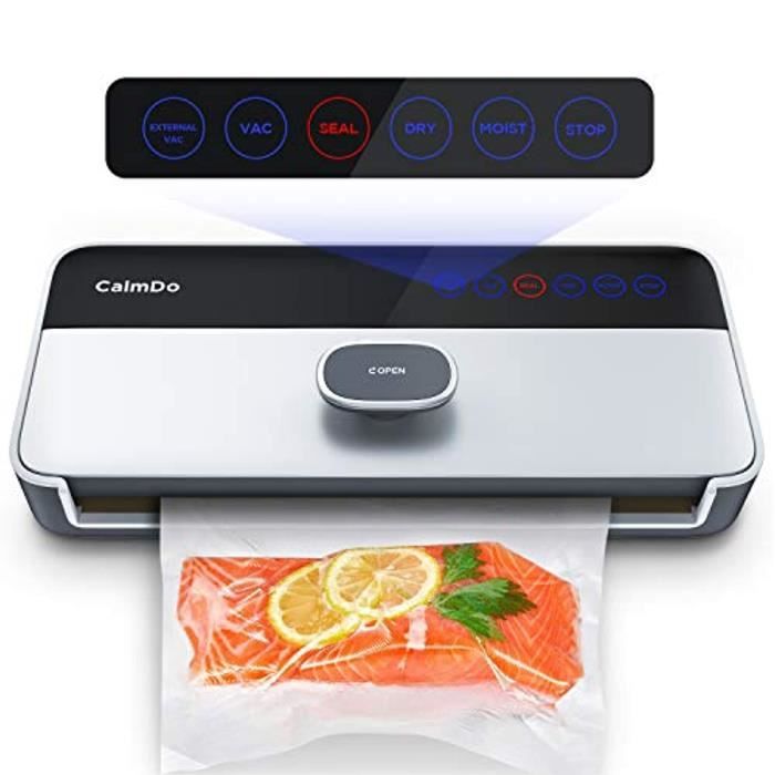 Machine Sous Vide Automatique, CalmDo 6 en 1 Appareil de Mise Sous Vide Alimentaire Professionnel avec Écran Tactile LED et 1 Roulea