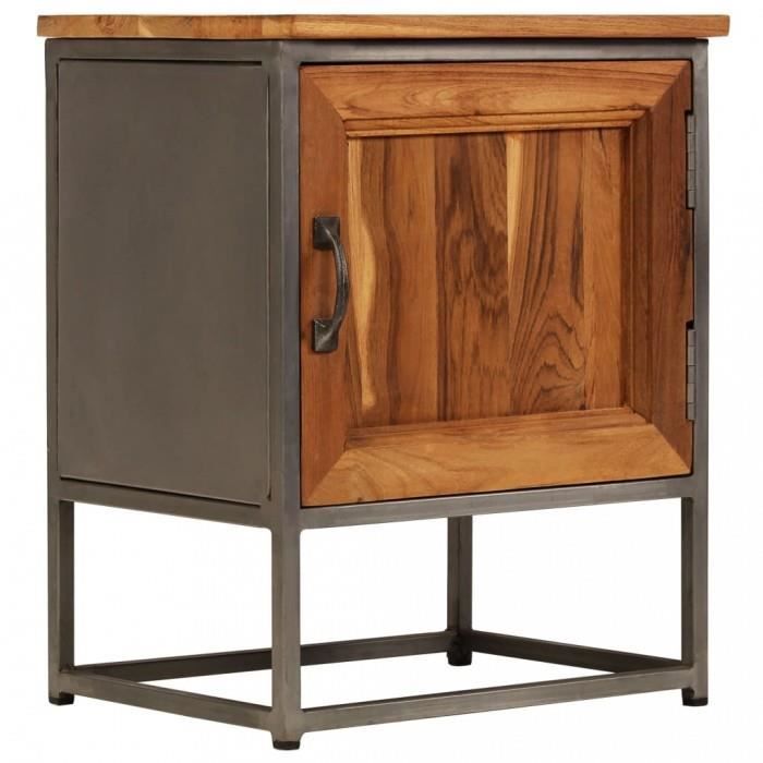 P30 Table de chevet Teck recycle et acier 40 x 30 x 50 cm
