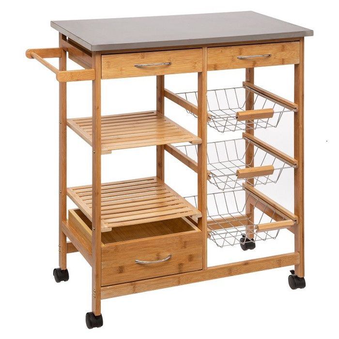 Desserte bambou 6 tiroirs roulettes 76 cm 5five