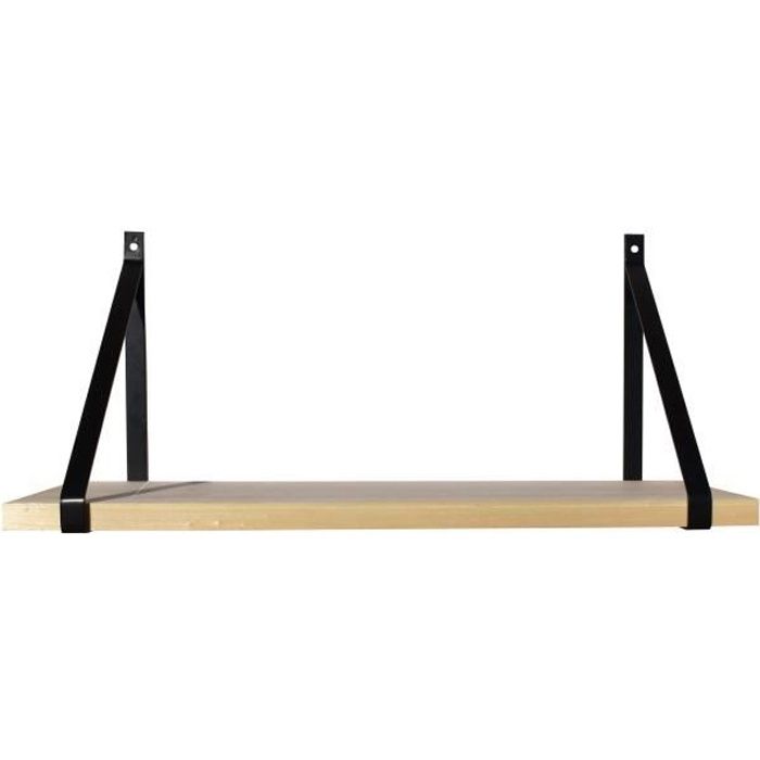 Étagère murale bois et Cali métal noir 60 X 19