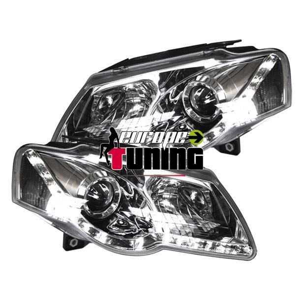 phares design, set PASSAT, 05-10 chrome SET COMPLET pour: Volkswagen Passat Lim./Combi 05-10