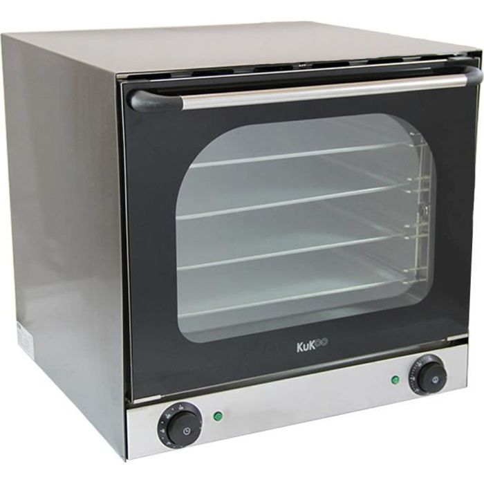 Four à Convection Electrique en Acier Inoxydable avec 4 Plaques de Cuisson, Four Professionnel à Double Ventilation