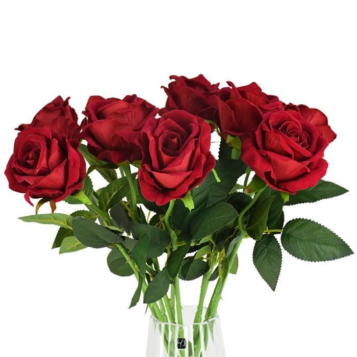 10 pièces 8cm tête de haute qualité artificielle Rose fleur Bouquet décoratif vraie touche florale mariage décoration - F08