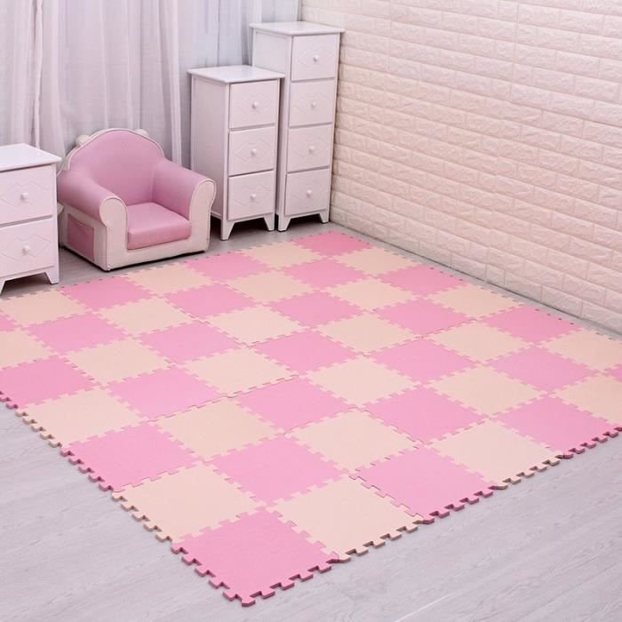 Tapis d'éveil,Mei qi cool bébé EVA mousse jeu Puzzle tapis pour enfants imbriqué exercice carreaux tapis - Type pink beige-9 pieces