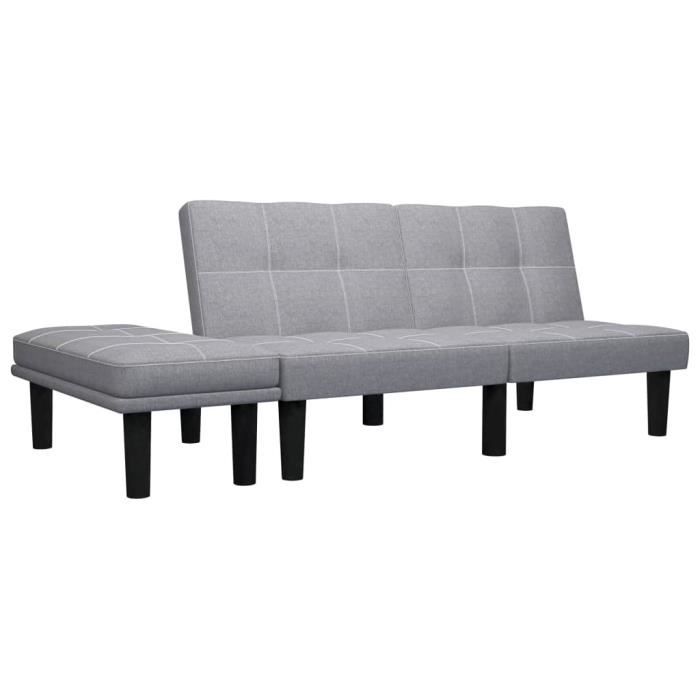 Canapé d'angle convertible 3 places - Tissu gris clair - Contemporain - 133 x 73 x 71 cm