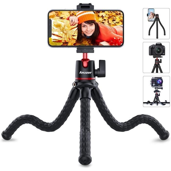 Anozer Trépied Mobile Flexible, Support de téléphone, Gopro, Appareil Photo, vis Universelle 1/4 Pouce, tête rotative à 360 °, Forme