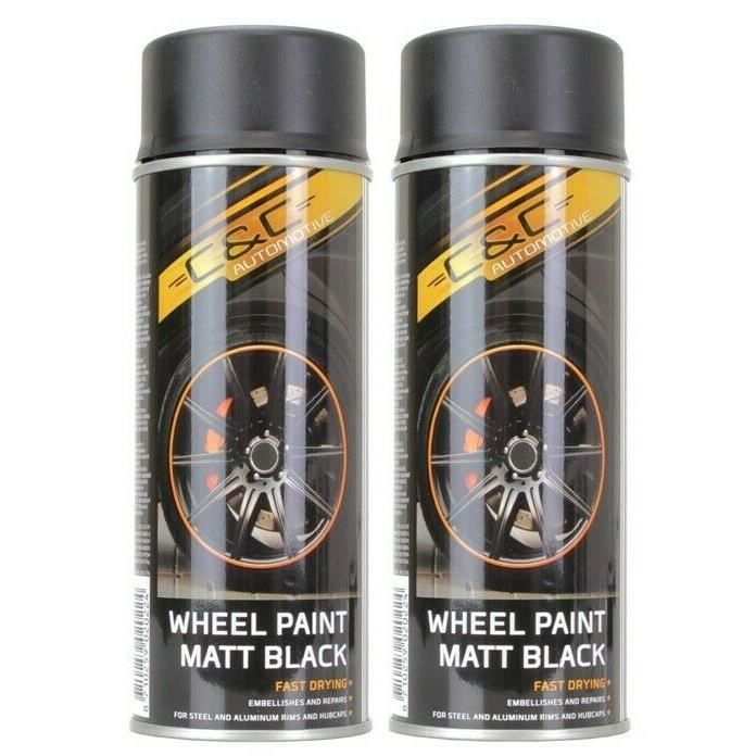 2 Bombes Spray de peinture Noir Mat pour Jantes et Enjoliveur Auto Moto