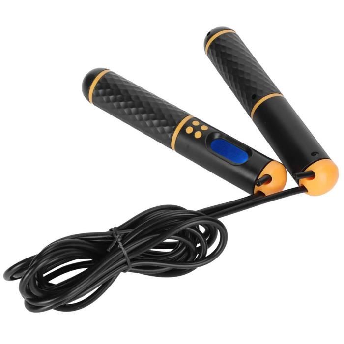 Qiilu Accessoire d'exercice Corde à Sauter de Comptage Électronique Intelligent Équipement de Fitness d'Exercice(Noir + jaune )
