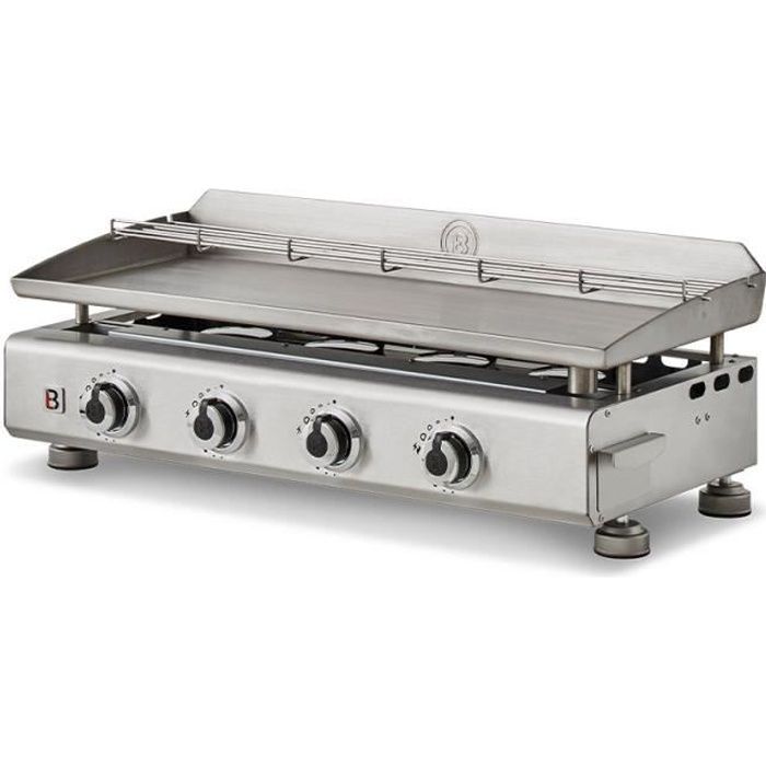Plancha au gaz BRASERO Silvia II G Inox - 4 brûleurs - Surface de cuisson 84 x 34 cm - Inox - Gris