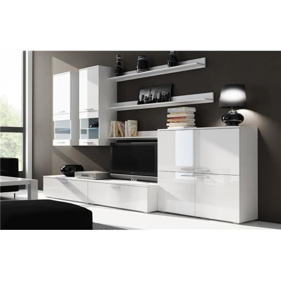 Ensemble Meuble tv Rimo + Commode blanc - Composition : Bois laqué