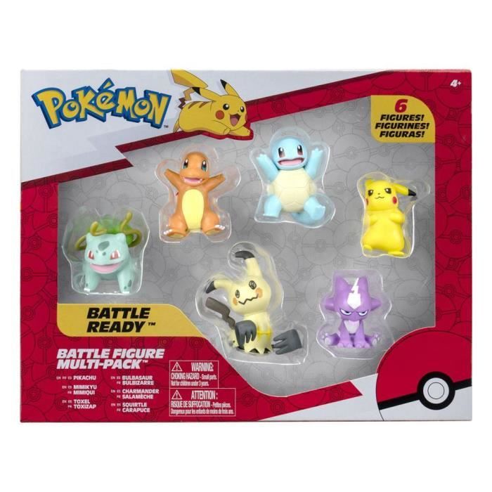 Pokémon – Figurine Battle – Pack Pikachu, Carapuce, Salamèche, Bulbizarre, Mimiqui, Toxizap