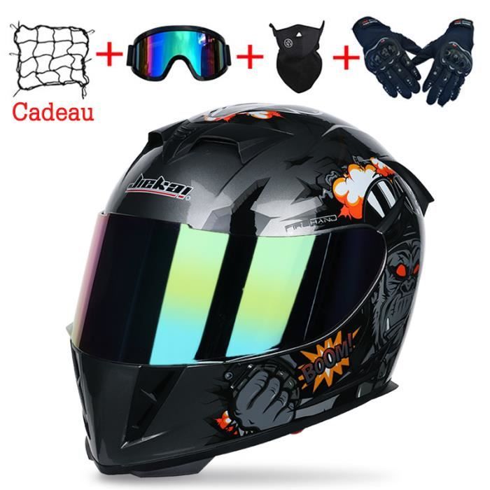 Casque Moto Scooter Adulte Casque de Marque Casque Motocross Racing Armure Complète Pleine Couverture Casque