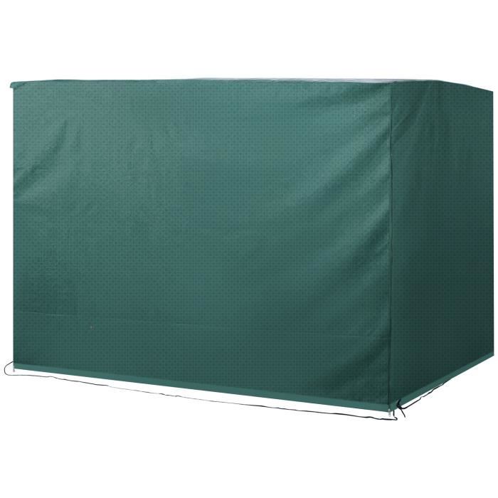Housse de protection balancelle de jardin bâche étanche dim. 2,15L x 1,55l x 1,5H m PE vert 215x155x150cm Vert