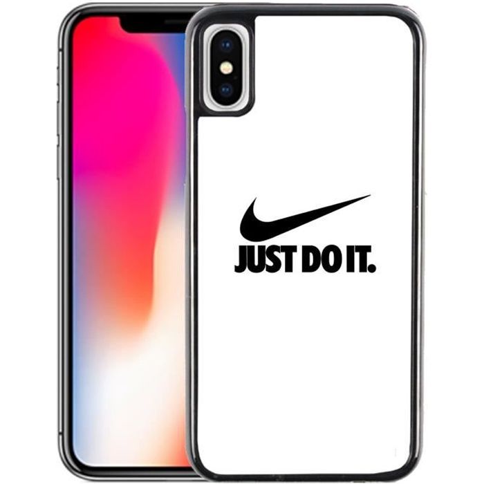 Coque pour iPhone XR - Nike Just Do It Blanc. Accessoire téléphone