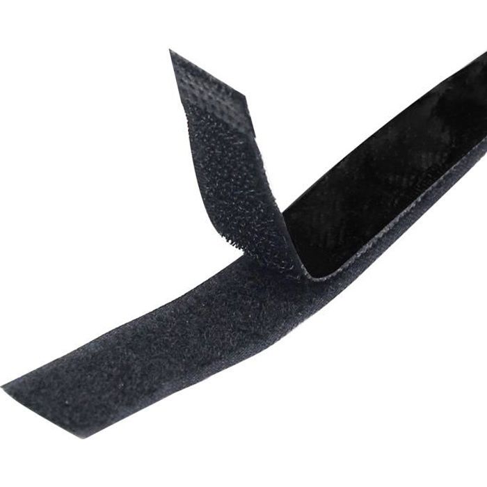 TRIXES Bande de Velcro adhésif autocollant noir 1 m. de long sur 2 cm. de large