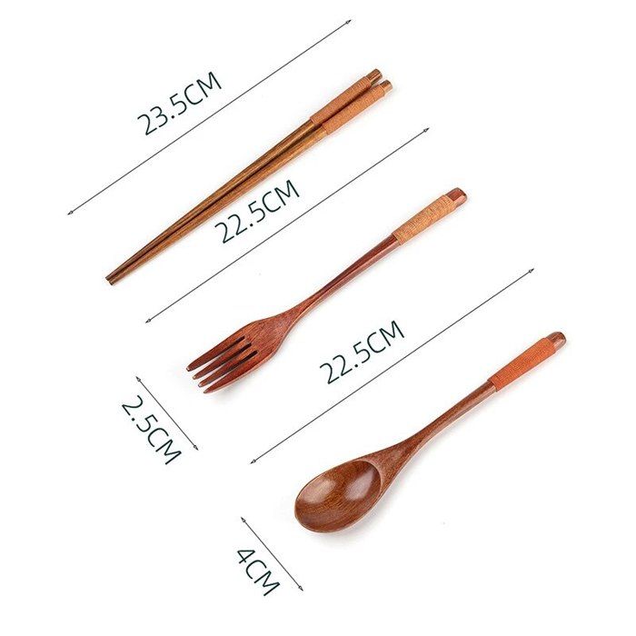 Ustensiles De Cuisine En Bois 7 Pièces - Spatule, Cuillères, Fourchette, Naturel, Antiadhésif