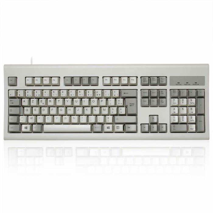 Perixx Periboard-106M - Clavier AZERTY français USB rétro tactile beige ergonomique 104 touches