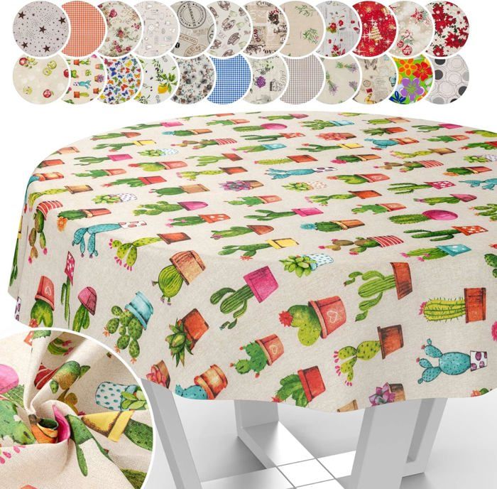 Nappe Hydrofuge Anti-taches Nappe Ovale Lavable En Tissu - 180 X 140 Cm - Motif Citron - Mélange
