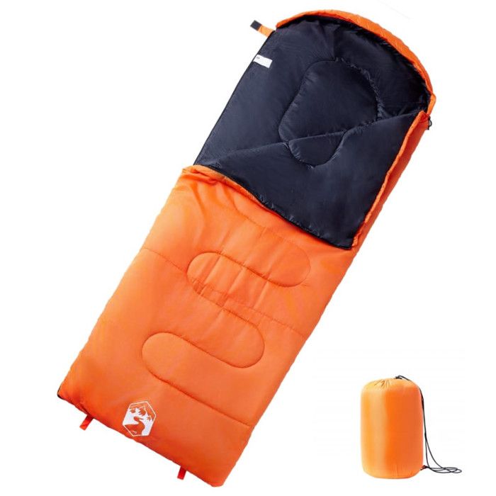Sac de couchage - vidaXL - 94444 - 3-4 saisons - Orange et noir - Rectangulaire 220x83cm