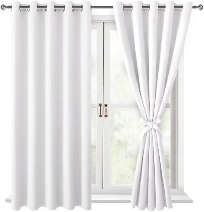 Rideaux Occultants Enfant MYSKY HOME - Lot De 2, Pompons Roses, 160x140 Cm Chacun, 100% Polyester, œillets