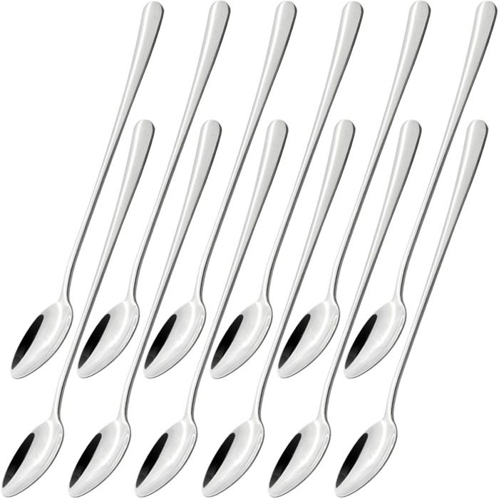 Cuillère à long manche en acier inoxydable cuillère à mélanger à cocktail de 21 cm lot de 12