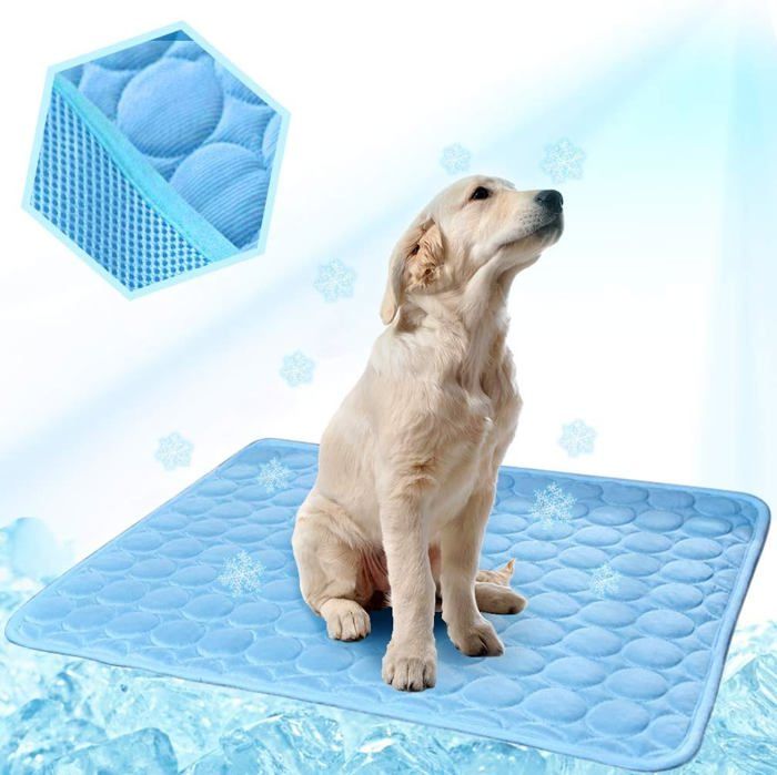 Comparer les prix de Tapis de refroidissement pour animaux, couverture en soie glacée pour chiens et chats, adaptée à tous les espaces