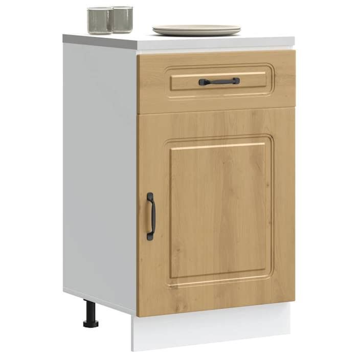 vidaXL Armoire de cuisine Kalmar chêne artisanal bois dingénierie meuble bas dévier meuble bas de cuisine avec tiroir 853486
