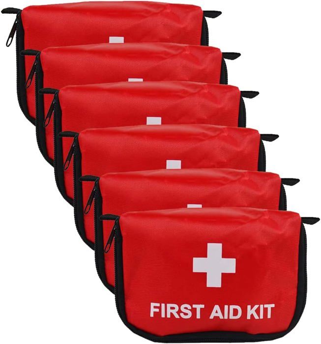 Trousse De Secours Vide 5 Pièces – 1 Grand Sac + 4 Mini Pochettes, Imperméable Oxford, Avec Poignée Et Cloisons, Pour Voyage Camping