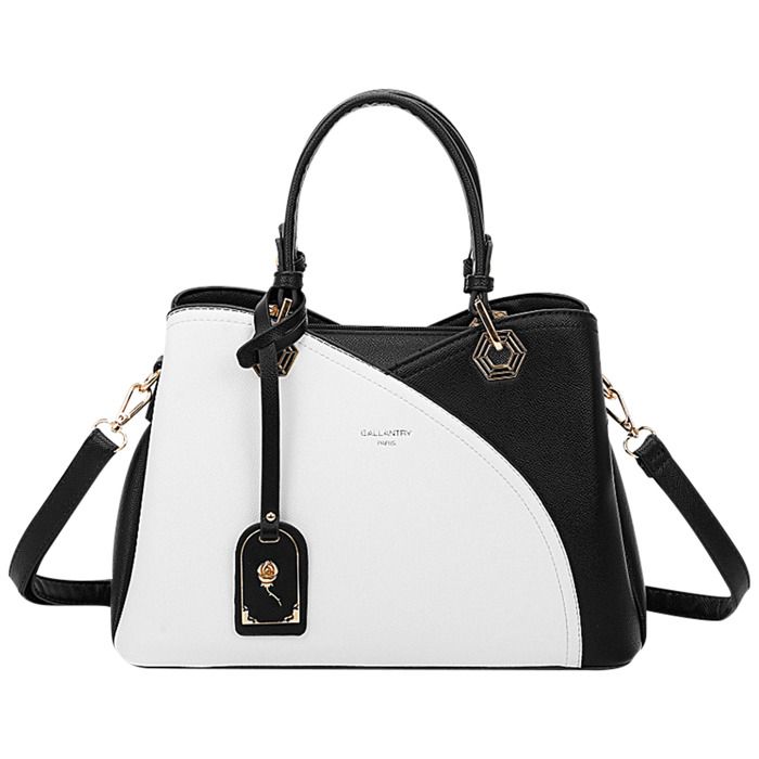Sac à Main Femme Élégant Feuille D'Érable Avec Pendentif - Cuir PU Marron, Bandoulière Amovible