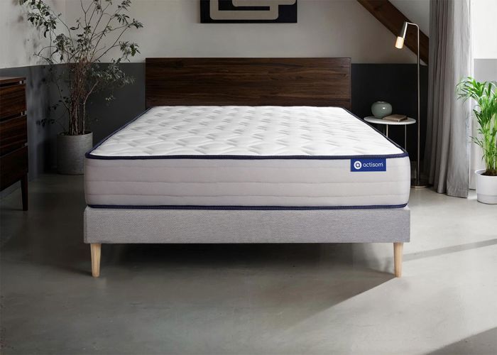 Ensemble Matelas Sommier 130x190 cm - Actilatex Form - Sommier Kit Gris