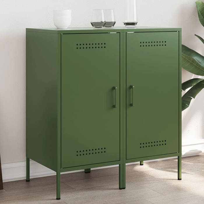 SALE 2025Buffets bahut vaisselier - Buffets - Lot de 2 - vert olive 36x39x79 cm acier22 Kg 4302