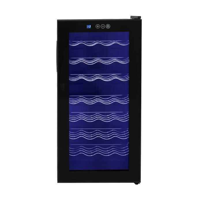 Frigo Cave à Vin Porte en Verre Éclairage LED 78 L 28 Places Panneau Noir 8-18°C - Monstershop