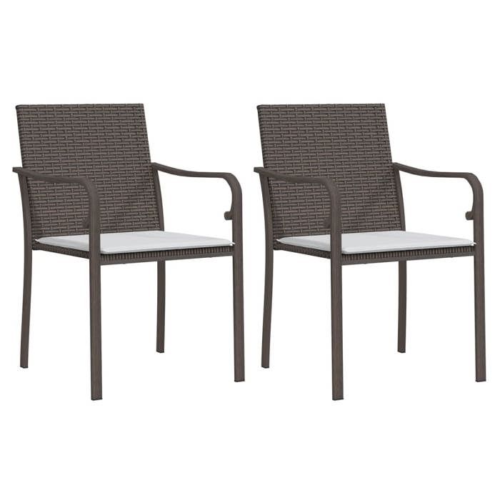 (SOLDES JUILLET)Chaises de jardin et coussins 2 PCS - UU - Scandinave Fauteuil salon - marron 56x59x84 cm rotin FR1364093