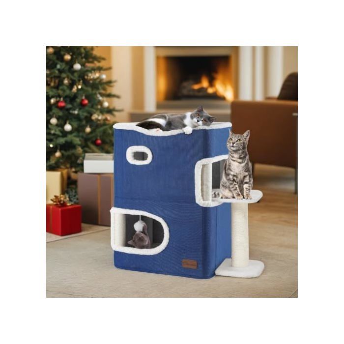 Meilleurs prix pour Niche pour Chat dintérieur avec griffoirBalle et Plate-Formelit pour ChatArbre à Chat BasiqueTour pour ChatMeubles(Bleu)