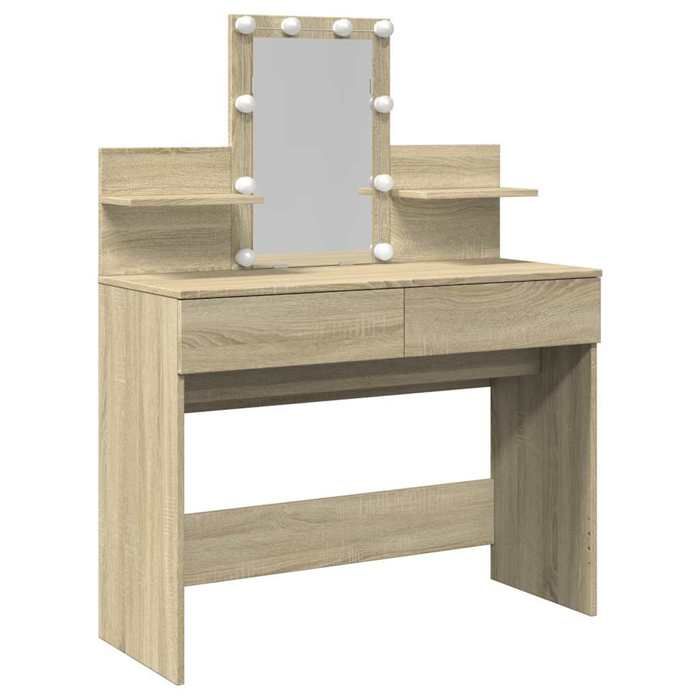 CLARENCE® Coiffeuse avec LED - Contemporain - Pour femmes/filles - chêne sonoma 100x40x130 cm FR144