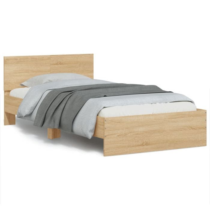 Lit simple Adulte Cadre de lit - SOLOMON - avec lumières LED - 100x200 cm JILLS 15394