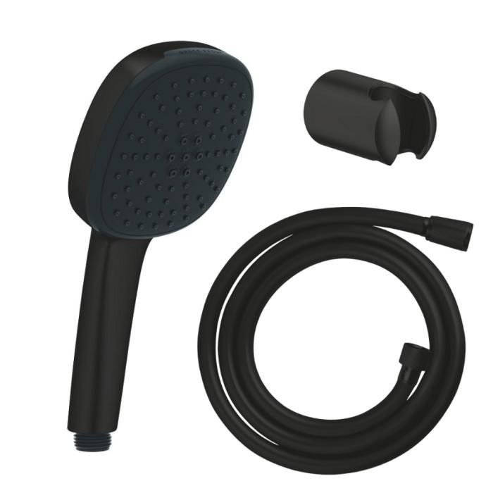 Grohe Pack douchette 2 jets Vitalio Comfort 110 mat + Flexible de douche VitalioFlex Trend 1750 mm et support noir mat