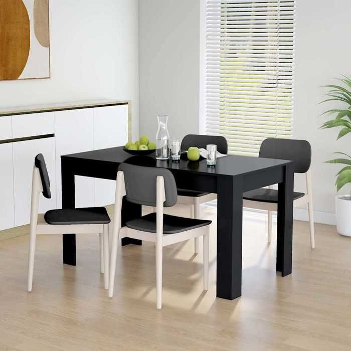 Table de salle à manger - MOTHINESSTO - Noir - 140 Table à manger Noir 140x745x76 cm - bois dingénierie 61101