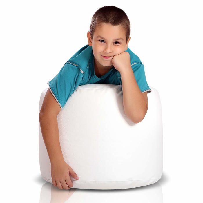 Point Pouf repose-pieds en simili cuir rempli de boules de polystyrène Tabouret dintérieur Bianco E1 Ecopuf