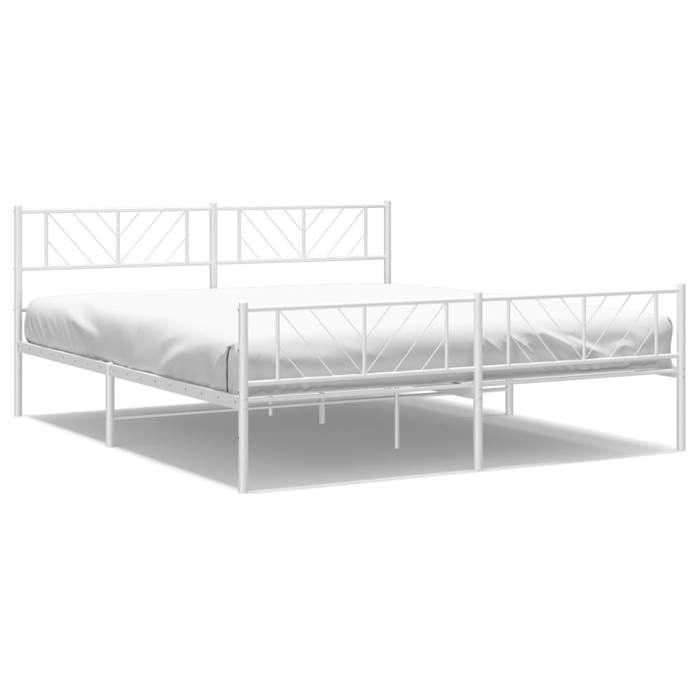 Printemps/été 2025 Structure de lit - SOLOMON - pour Adulte/enfant métal sans matelas et pied de lit blanc 180x200 cm LV15330