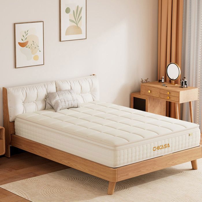Matelas de luxe CHICASA 140x200cm 25 cm ressorts ensachés 7 zones ferme H3 ergonomique OEKO-TEX effet enveloppant