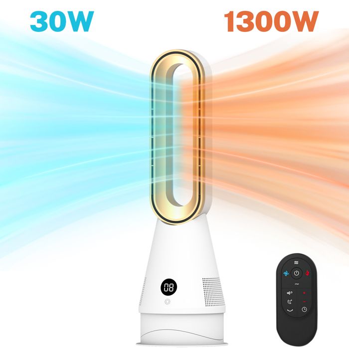 Ventilateur Tour Sans Pales avec Chauffage Et Refroidissement ÉlectriqueAvec télécommande 8 vitesses de ventilation. - Uverbon