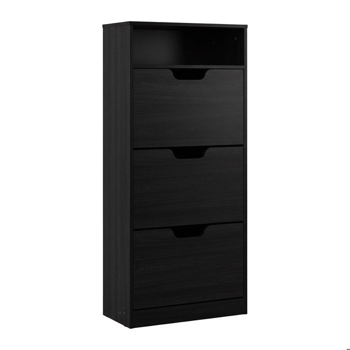 Meuble à chaussures Relaxdays avec étagère HxLxP 140x60x24 cm pour 14 paires 3 abattants étroit aspect bois gris