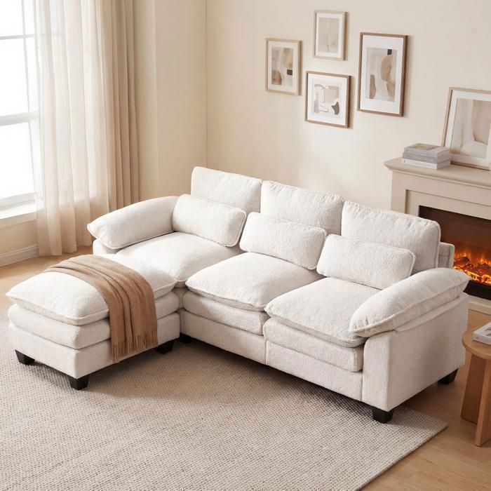 Canapé dangle  réversible beige  3/4placescoussins doubles couches canapé